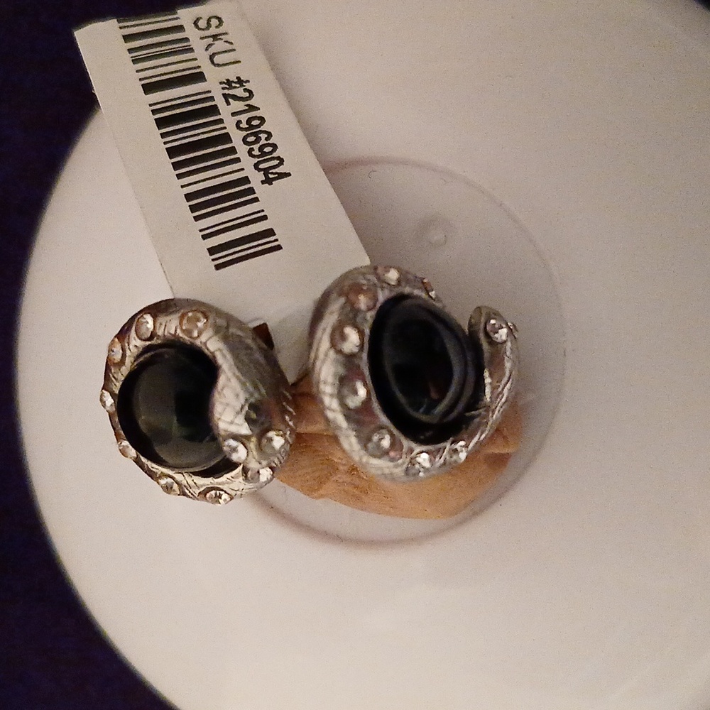 2196904-3.  Unisex Aust. Crystal Stainless Snake Earring